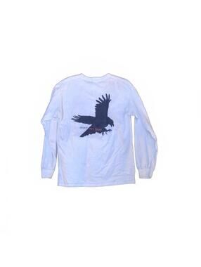 Gildan Talons Long Sleeve White Cotton T-Shirt Medium